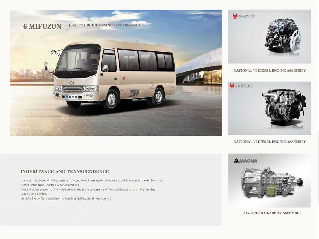 5300 kg G.V.W 6M Coaster Bus con motore diesel e pneumatico 7.00R16LT per il commercio di passeggeri
