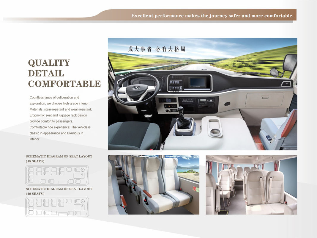 5300 kg G.V.W 6M Coaster Bus con motore diesel e pneumatico 7.00R16LT per il commercio di passeggeri